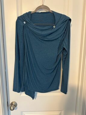 Yala Draped Long-Sleeve Women's Top in Teal